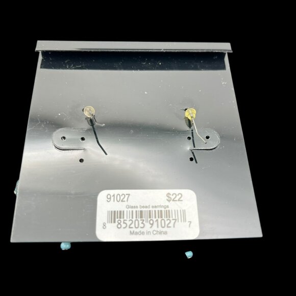 Vintage Cookie Lee Earrings Multicolored Bead Cluster Silver Tone Teal Brown NEW - Picture 4 of 6